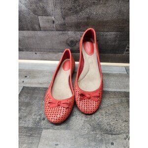 Red Princess W Bow  Roberta Flats Laser Cut Giani Bernini Casual Women's Sz 9M